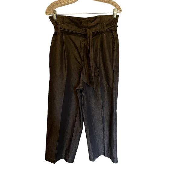 NWOT- Massimo Dutti High Rise Paper Bag Cropped Trouser Pants Size 8 - Picture 1 of 7
